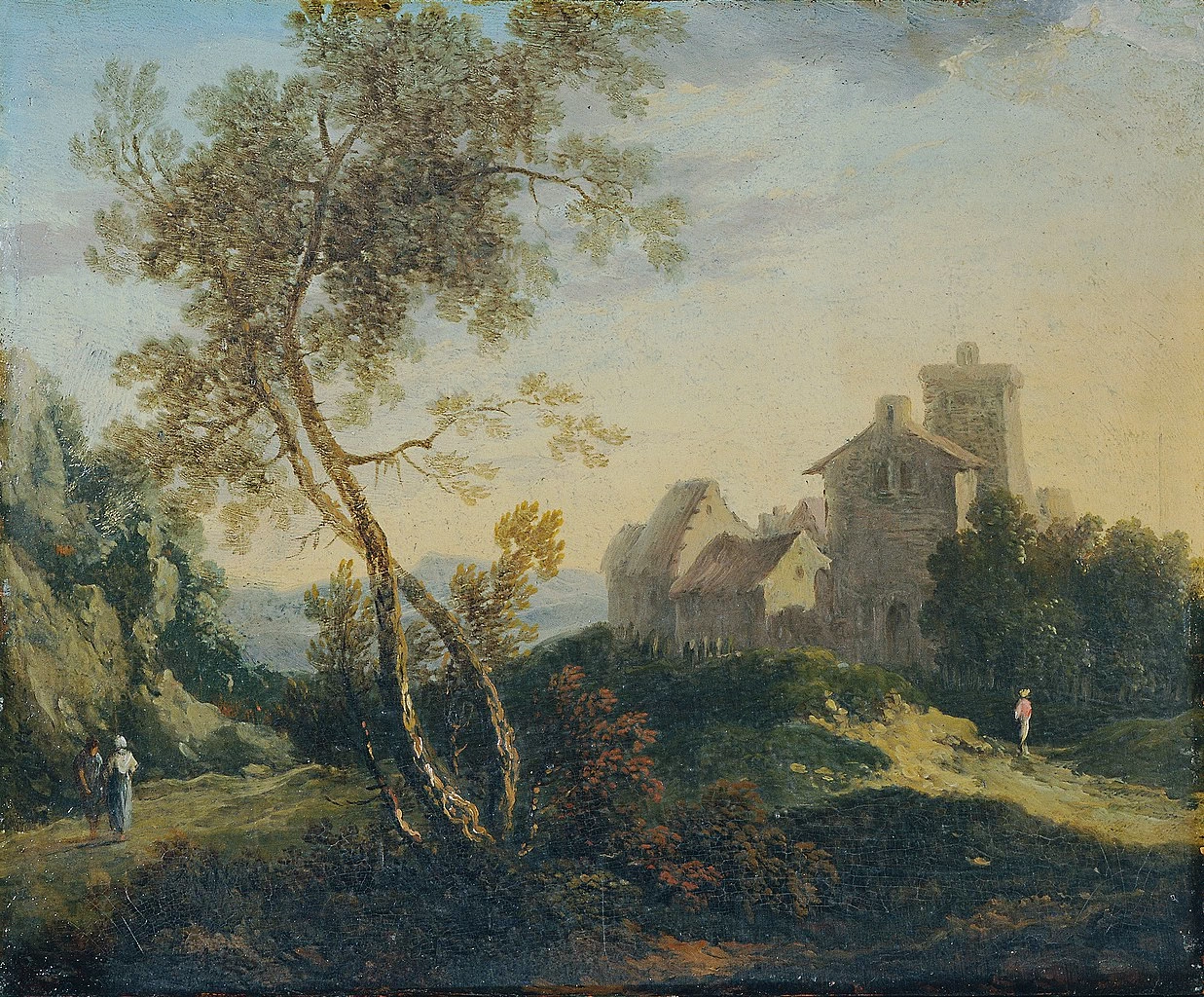 Paesaggio ideale con alberi e un villaggio fortificato - Österreichische Galerie Belvedere, Vienna